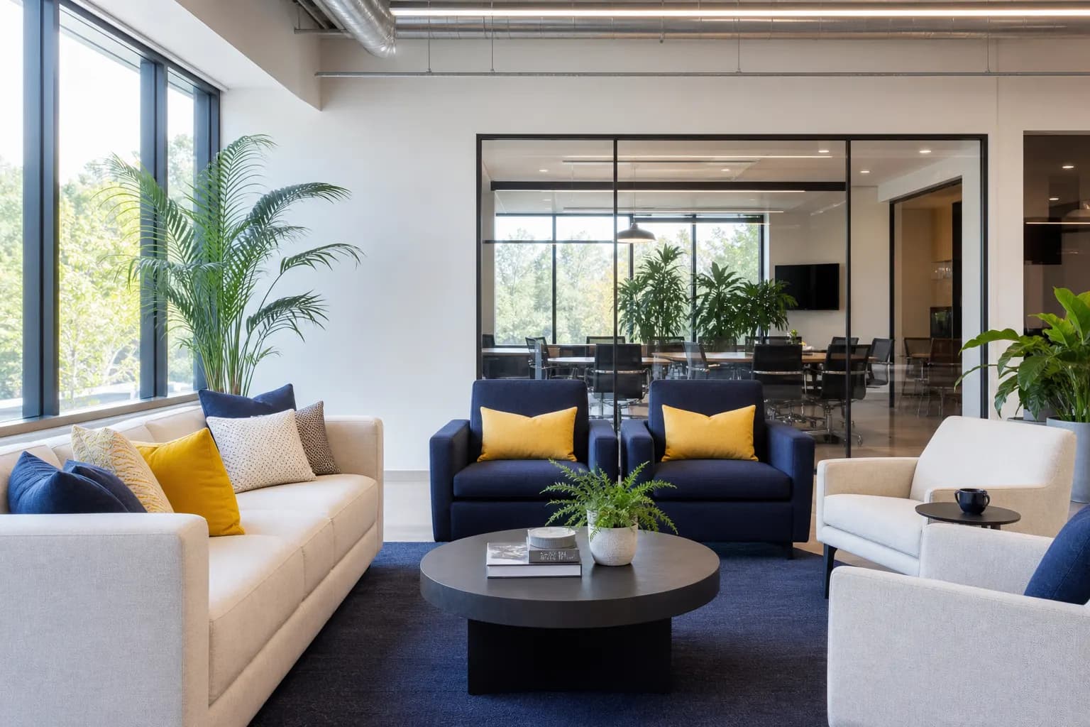 Bright lounge area for informal collaboration
